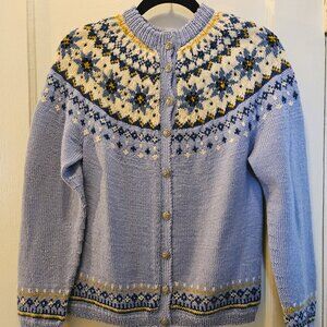 Women's Blue Patterned Cardigan